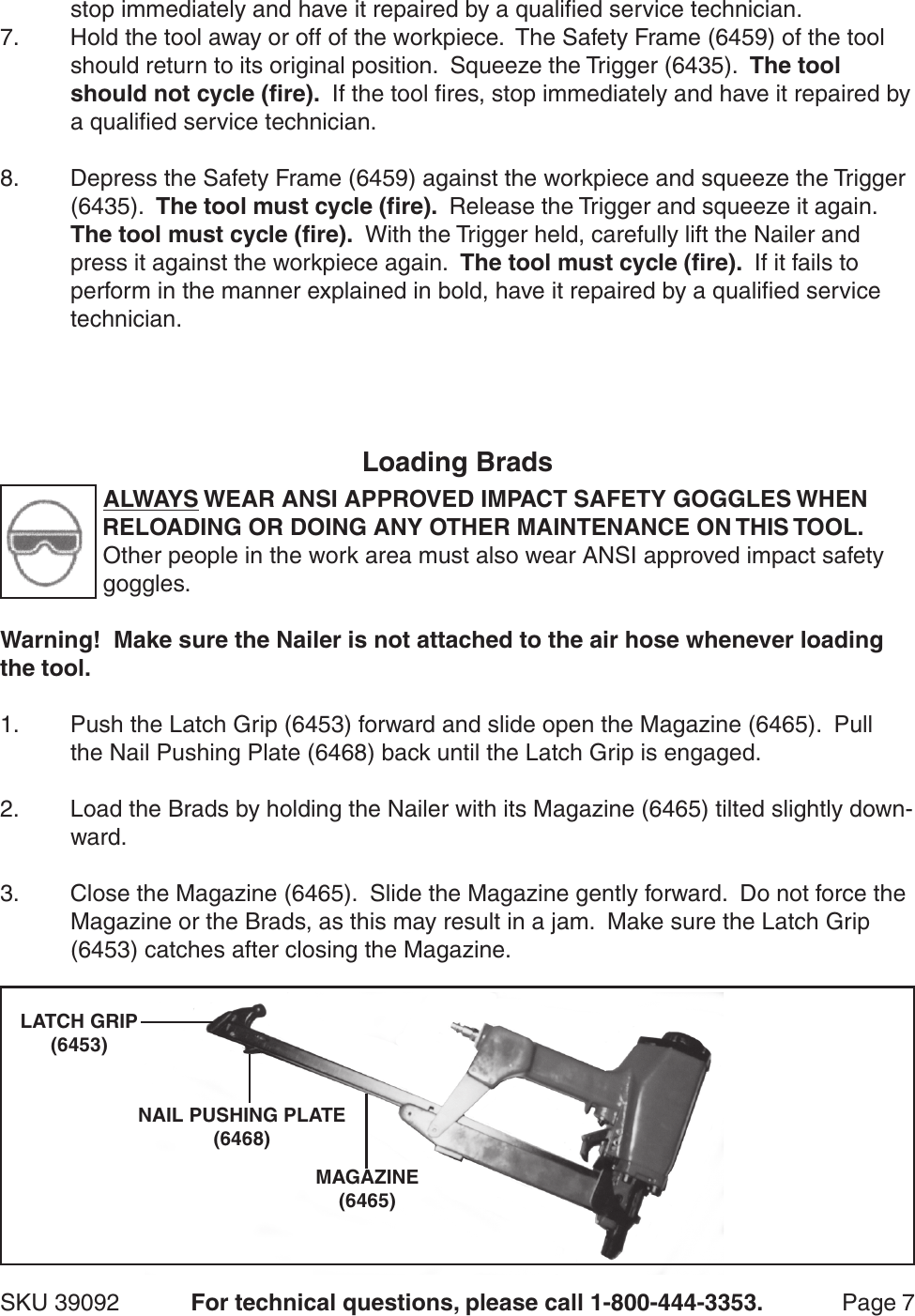 Page 7 of 12 - Central-Pneumatic Central-Pneumatic-Nail-Gun-39092-Users-Manual- 39092 Manual  Central-pneumatic-nail-gun-39092-users-manual