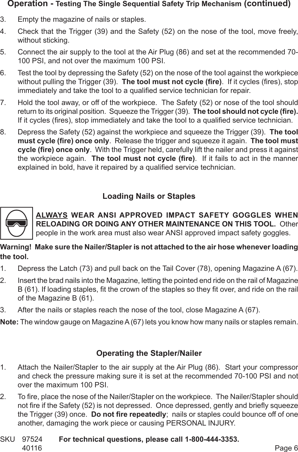 Page 6 of 11 - Central-Pneumatic Central-Pneumatic-Nail-Gun-40116-Users-Manual-  Central-pneumatic-nail-gun-40116-users-manual