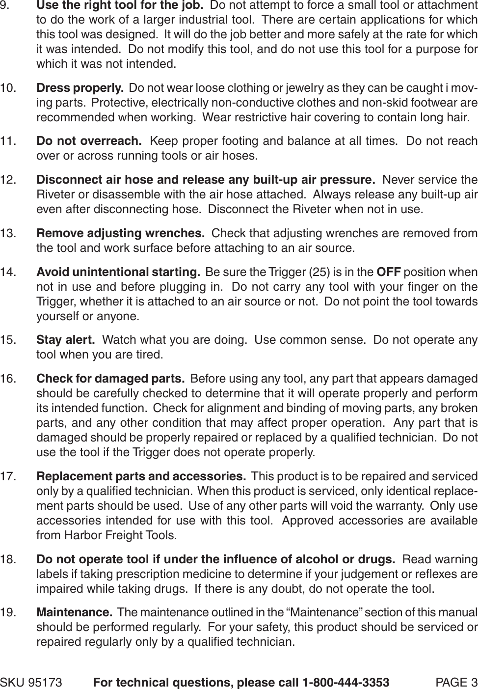 Page 3 of 11 - Central-Pneumatic Central-Pneumatic-Premium-Air-Riveter-Users-Manual-  Central-pneumatic-premium-air-riveter-users-manual