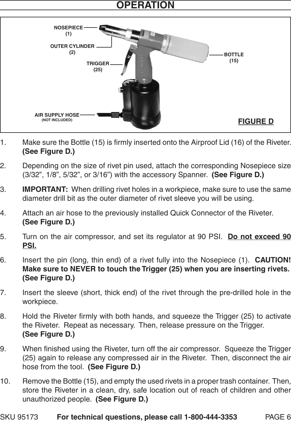 Page 6 of 11 - Central-Pneumatic Central-Pneumatic-Premium-Air-Riveter-Users-Manual-  Central-pneumatic-premium-air-riveter-users-manual