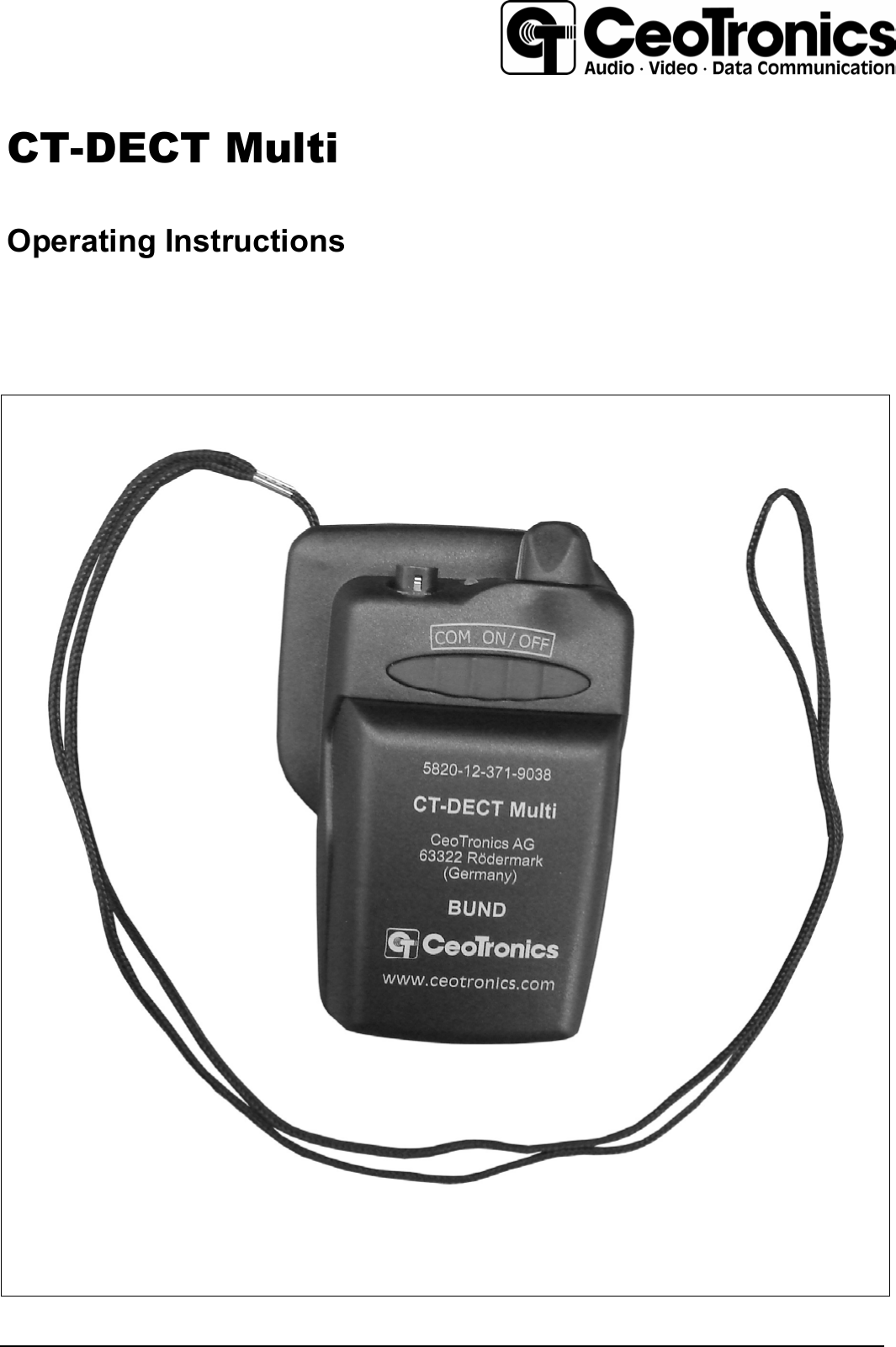      CT-DECT Multi    Operating Instructions        