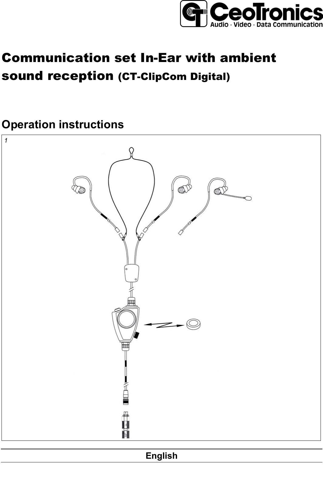        Communication set In-Ear with ambient sound reception (CT-ClipCom Digital)   Operation instructions 1   English 