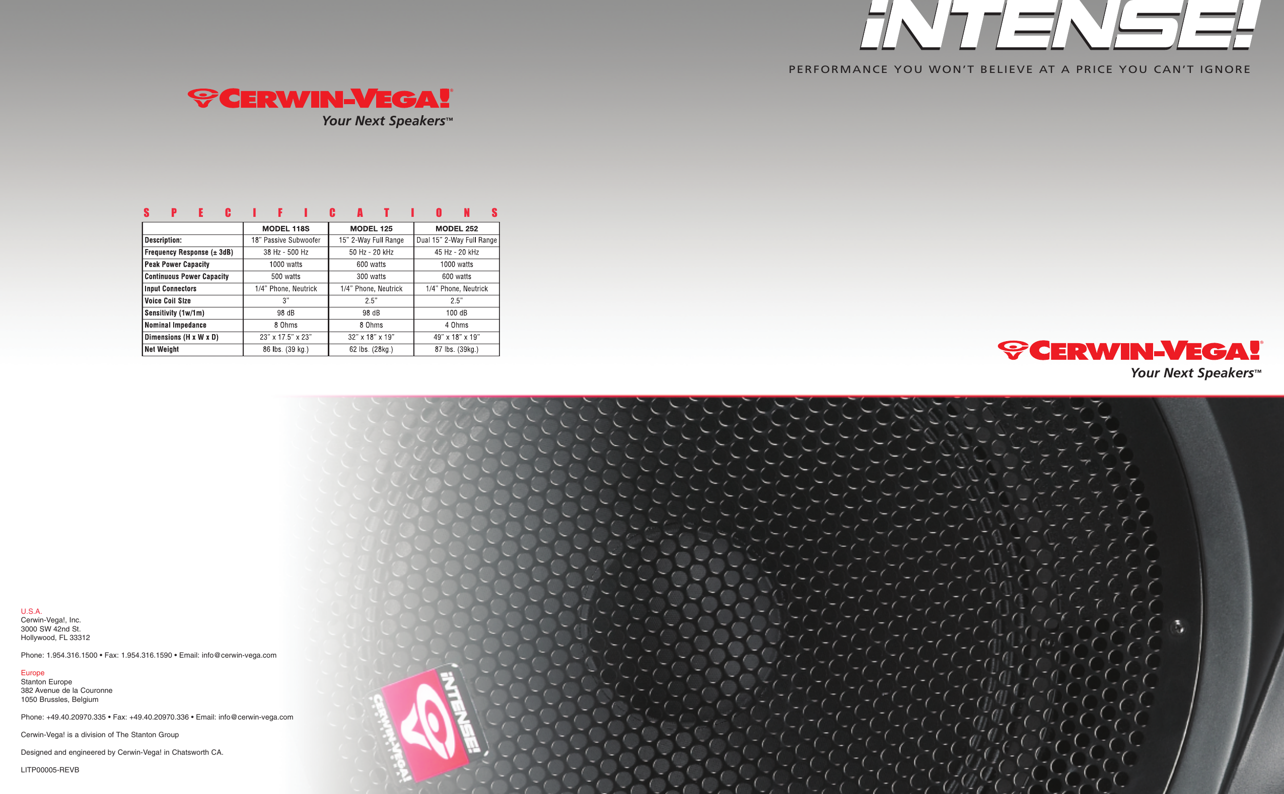 Page 1 of 4 - Cerwin-Vega Cerwin-Vega-252-Users-Manual-  Cerwin-vega-252-users-manual