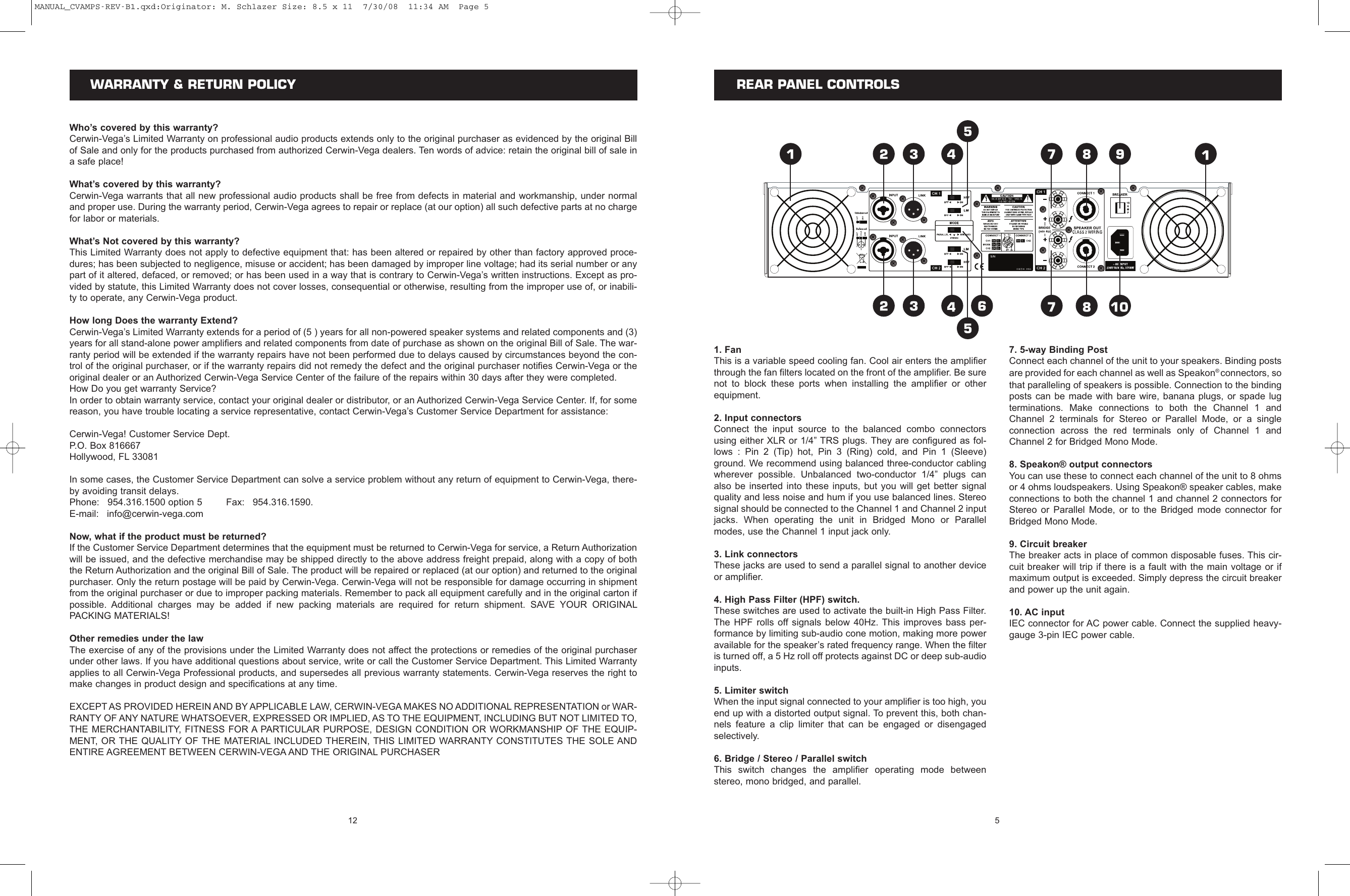 Page 5 of 8 - Cerwin-Vega Cerwin-Vega-Cv-1800-Users-Manual- Originator  Cerwin-vega-cv-1800-users-manual