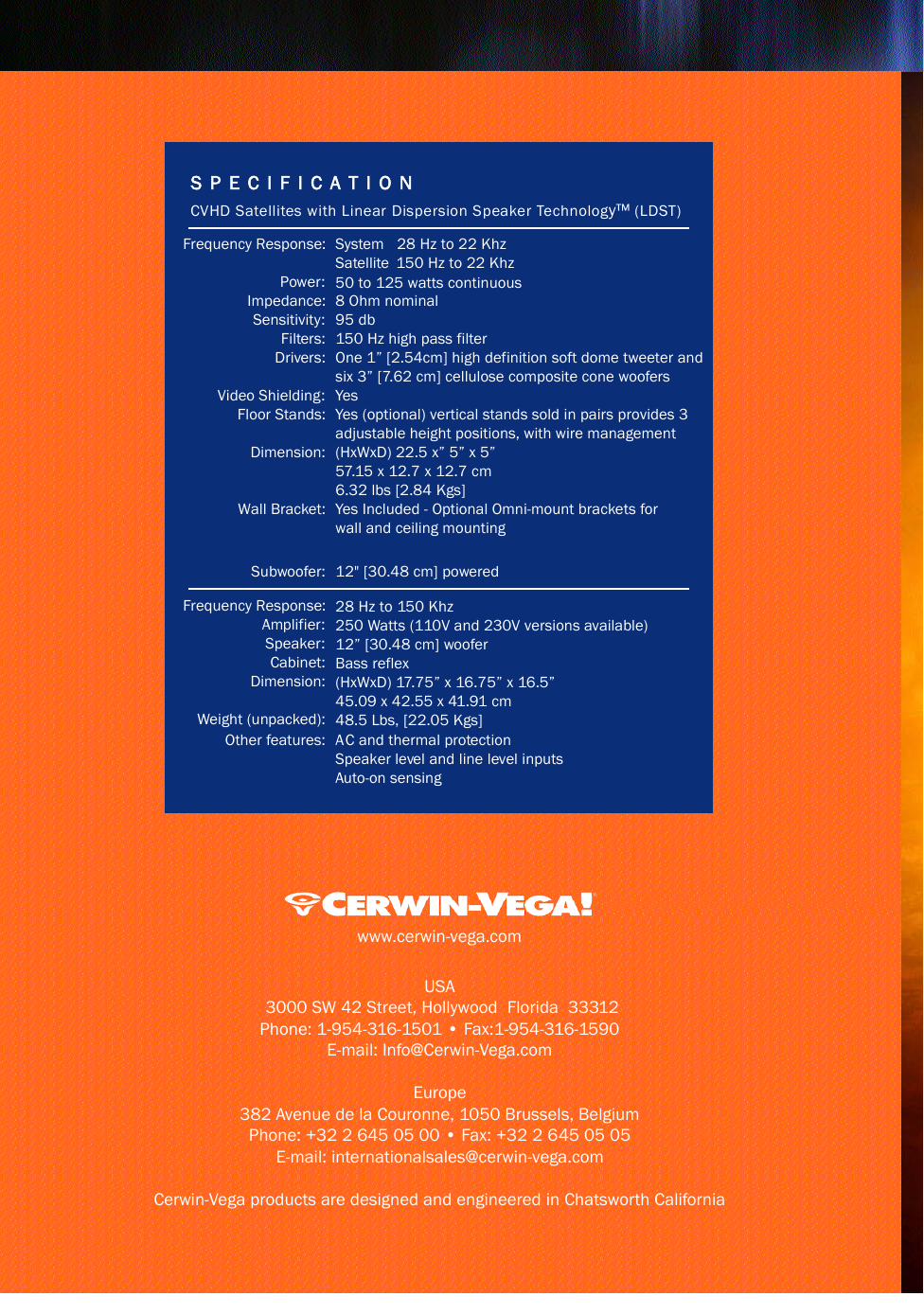 Page 6 of 6 - Cerwin-Vega Cerwin-Vega-Cvhd-Series-Users-Manual- CVHD Brochure Cerwin-vega-cvhd-series-users-manual
