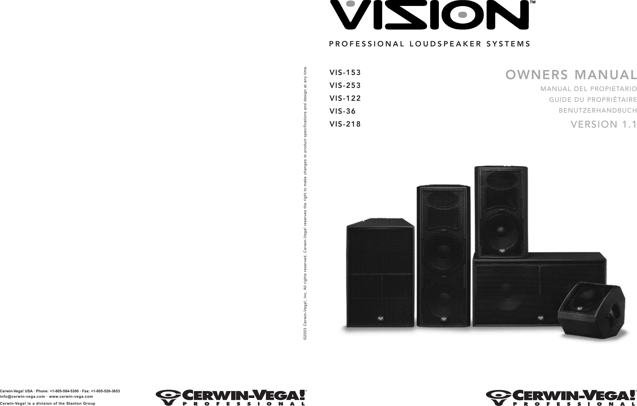 Page 1 of 8 - Cerwin-Vega Cerwin-Vega-Vis-122-Users-Manual- VISION Manual Cerwin-vega-vis-122-users-manual