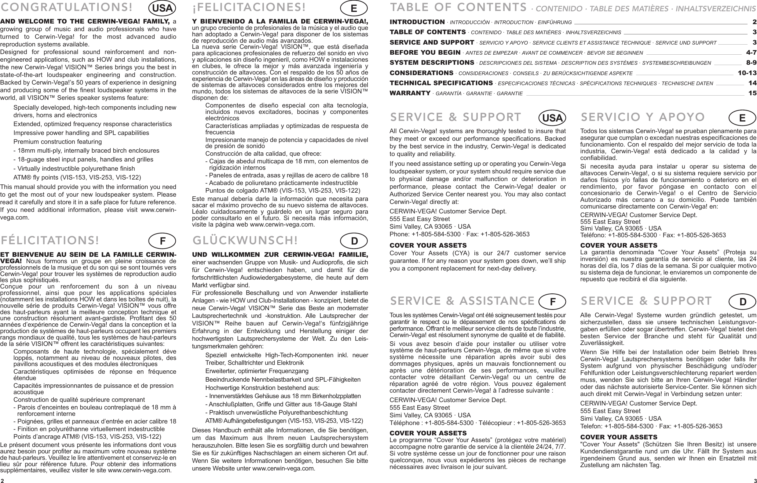 Page 2 of 8 - Cerwin-Vega Cerwin-Vega-Vis-122-Users-Manual- VISION Manual Cerwin-vega-vis-122-users-manual