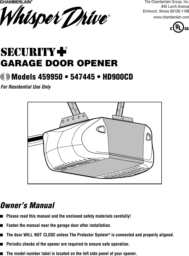 Chamberlain 459950 Users Manual 114A4328