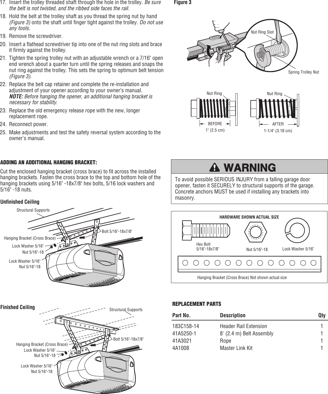 Page 2 of 4 - Chamberlain Chamberlain-8808Cb-For-Belt-Drive-Operators-Users-Manual- Eight-Foot Rail Extension Kit,  8808CB Chamberlain-8808cb-for-belt-drive-operators-users-manual