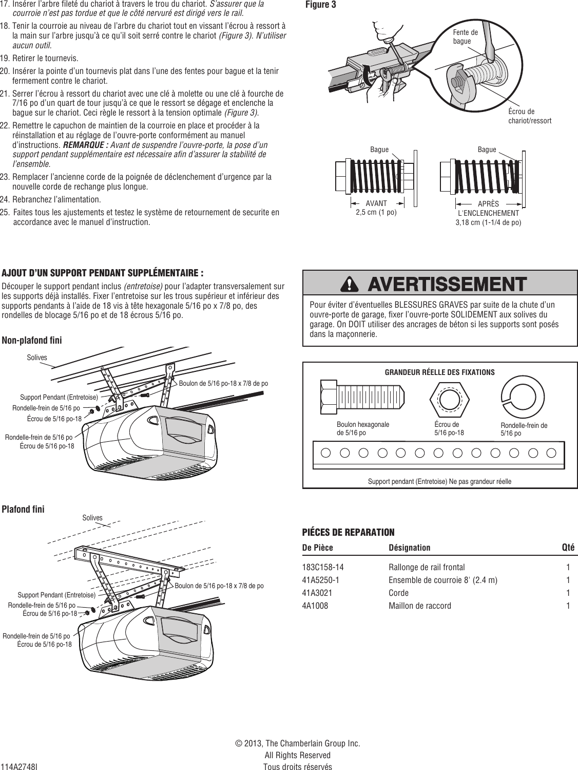 Page 4 of 4 - Chamberlain Chamberlain-8808Cb-For-Belt-Drive-Operators-Users-Manual- Eight-Foot Rail Extension Kit,  8808CB Chamberlain-8808cb-for-belt-drive-operators-users-manual