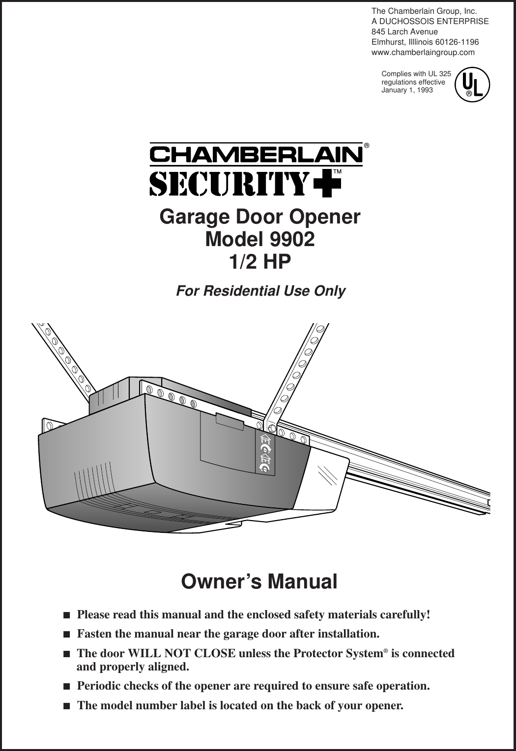 Chamberlain 1 2 Hp Garage Door Opener Installation Instructions | Dandk ...