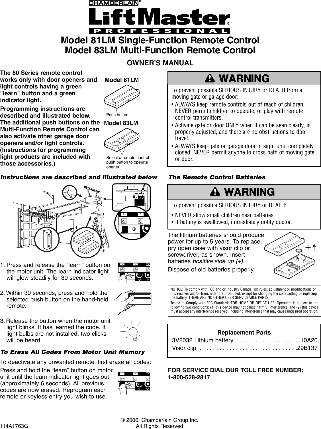 Chamberlain Liftmaster 81Lm Users Manual GDO Accessories
