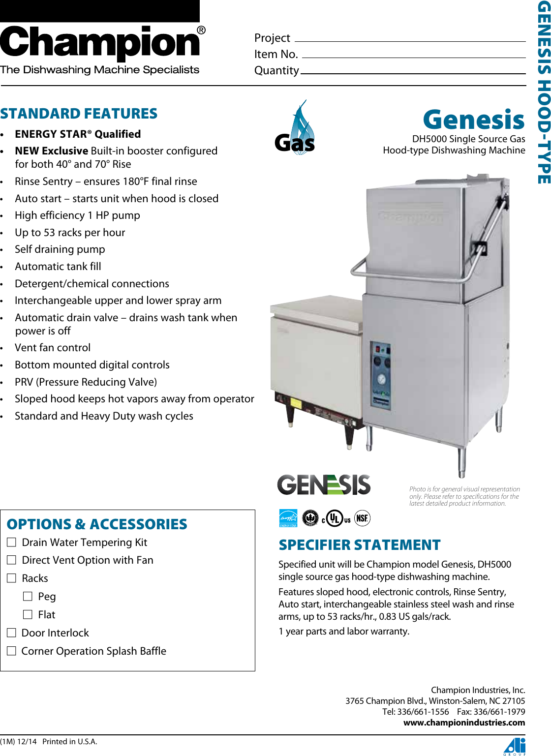 Page 1 of 2 - Champion-Industries Champion-Industries-Dh5000-Single-Source-Gas-Specification-Sheet- Champion-industries-dh5000-single-source-gas-specification-sheet