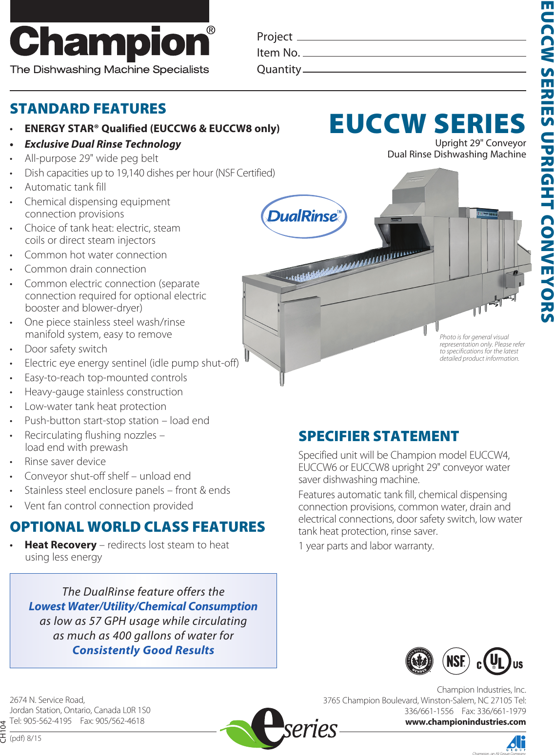 Page 1 of 6 - Champion-Industries Champion-Industries-Euccw-Series-Specification-Sheet-  Champion-industries-euccw-series-specification-sheet