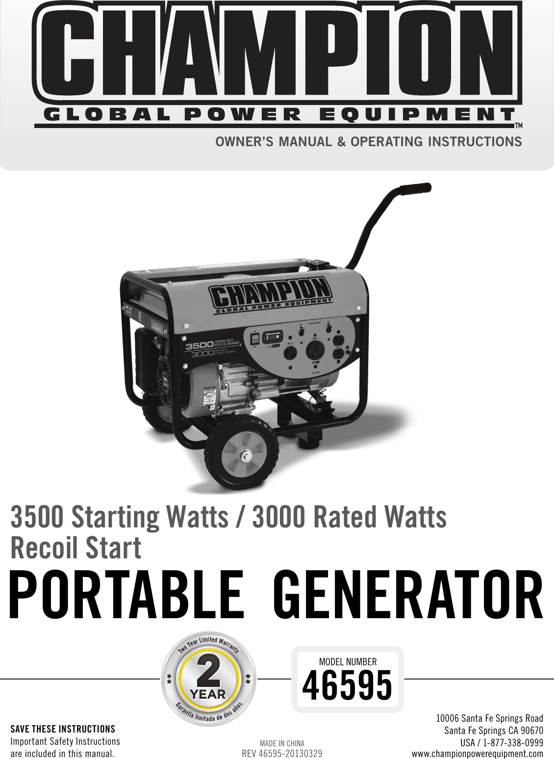 champion power equipment 46595 owners manual champion power equipment 46595 owners