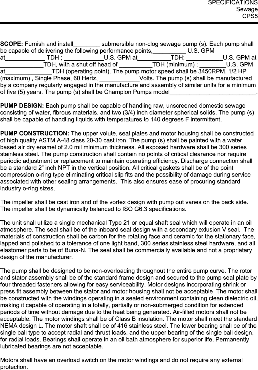 Page 1 of 2 - Champion-Pumps Champion-Pumps-Cps5-Pump-Specification-Sheet- SCOPE  Champion-pumps-cps5-pump-specification-sheet