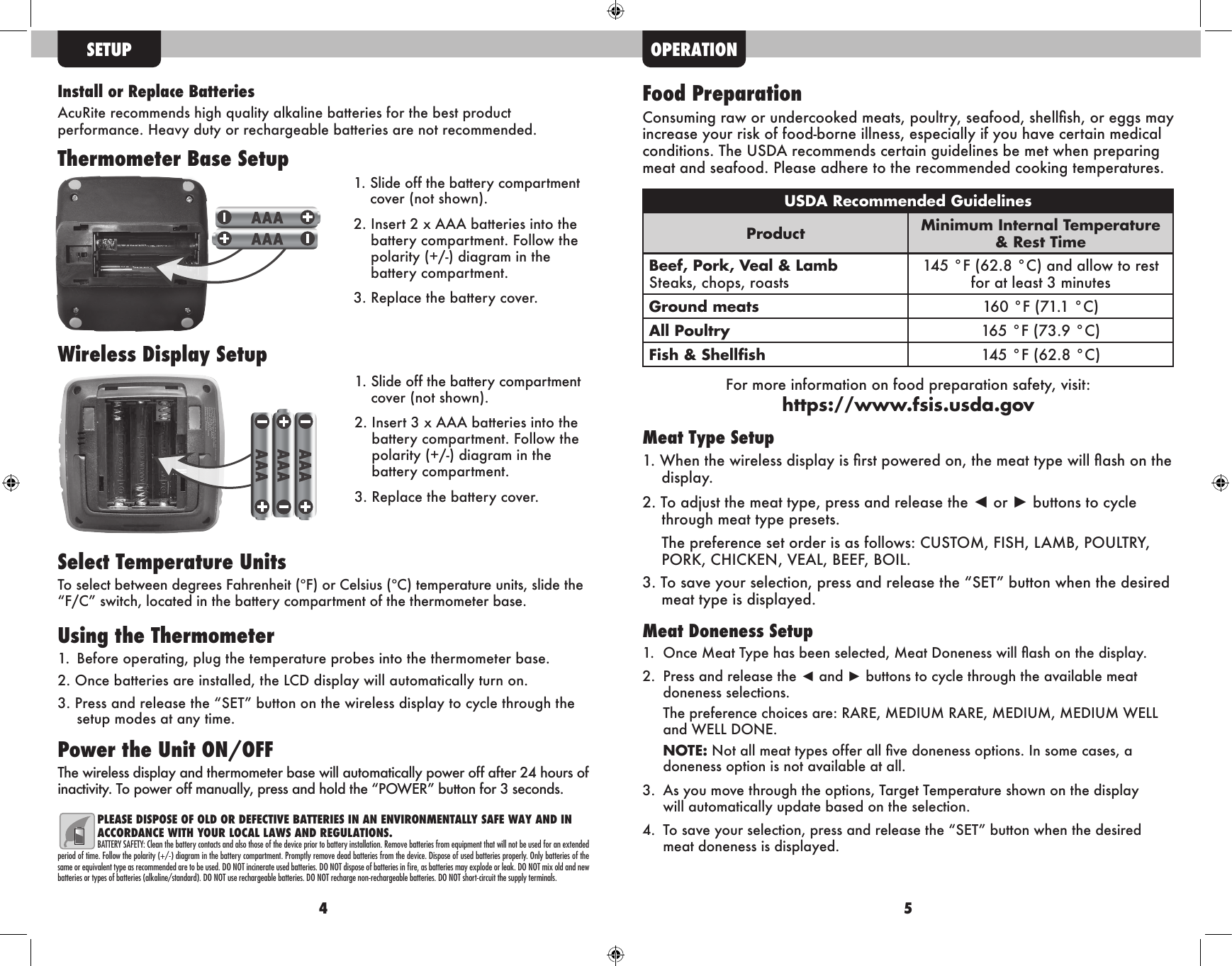 Page 3 of Chaney Instrument 01185TX Meat Thermometer with Wireless Display User Manual 