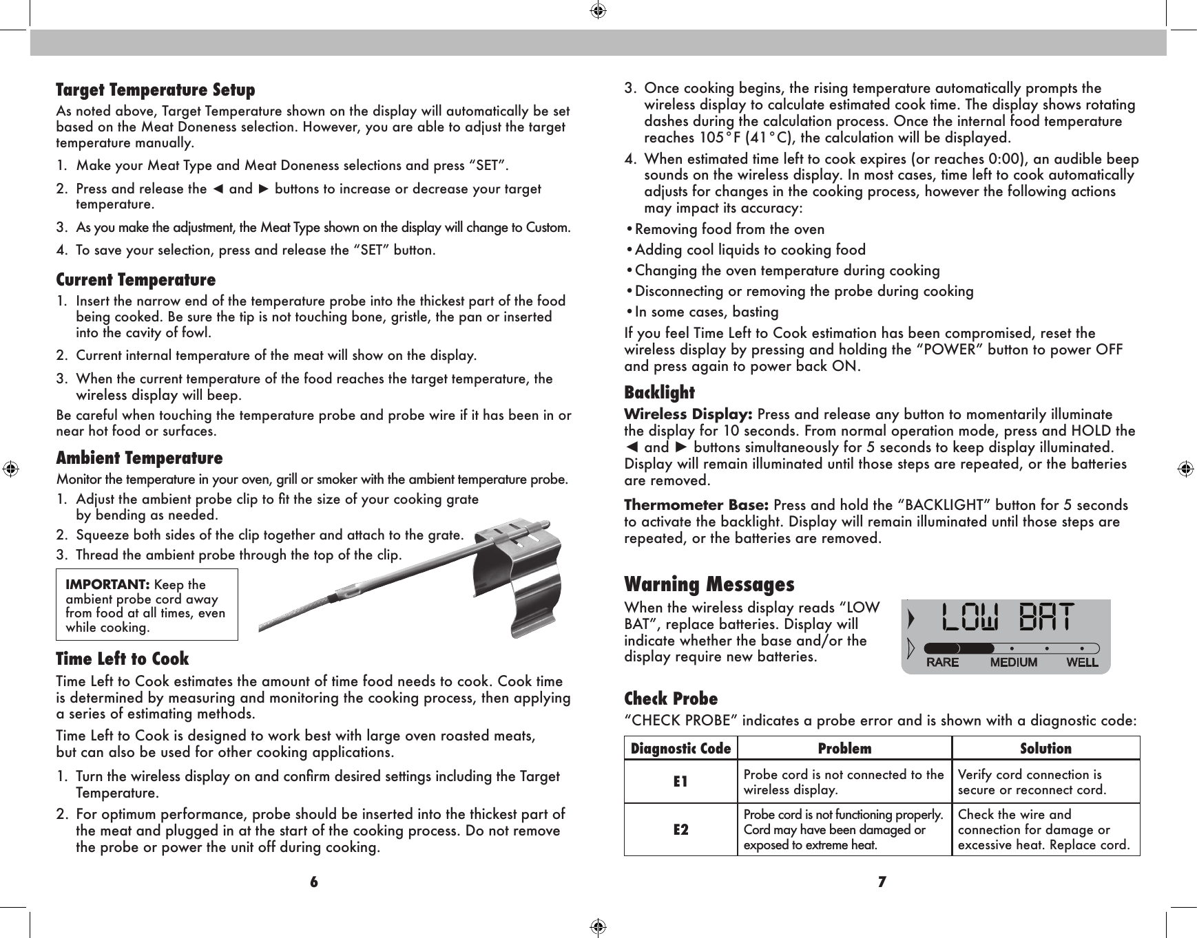 Page 4 of Chaney Instrument 01185TX Meat Thermometer with Wireless Display User Manual 