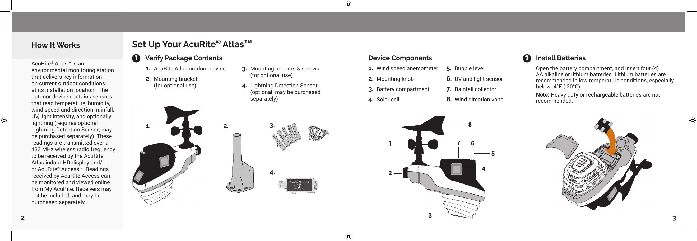 Page 2 of Chaney Instrument ATLASTX Weather Station User Manual 