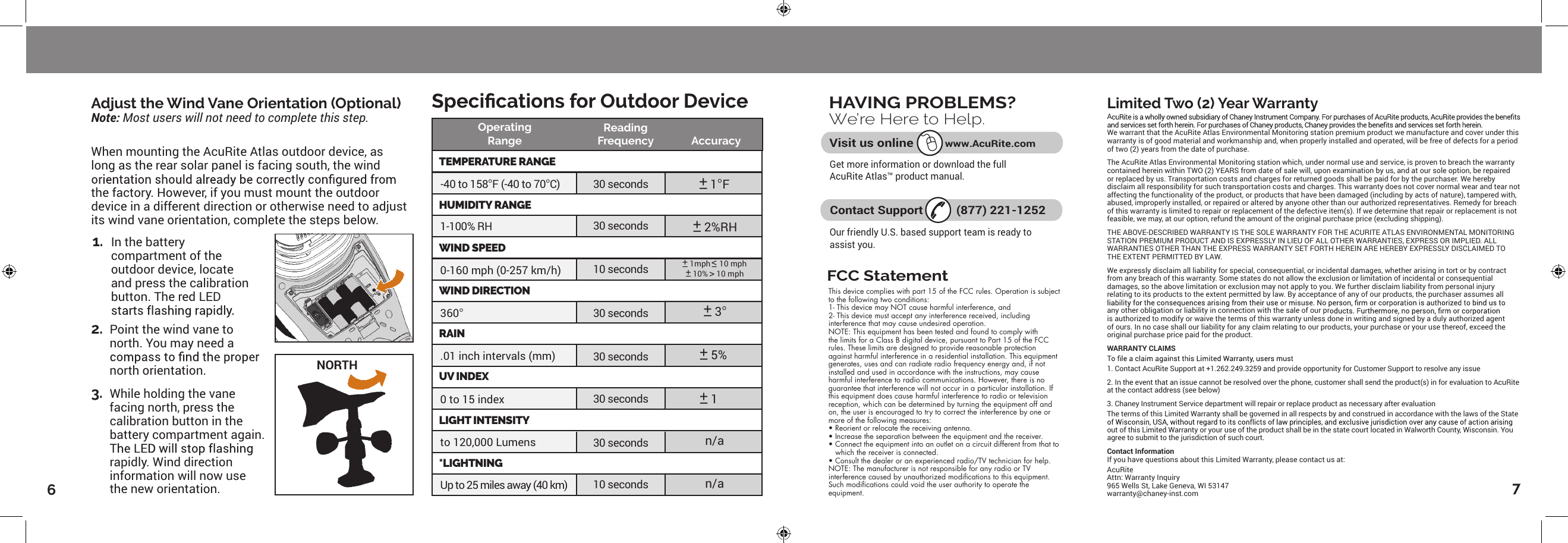 Page 4 of Chaney Instrument ATLASTX Weather Station User Manual 