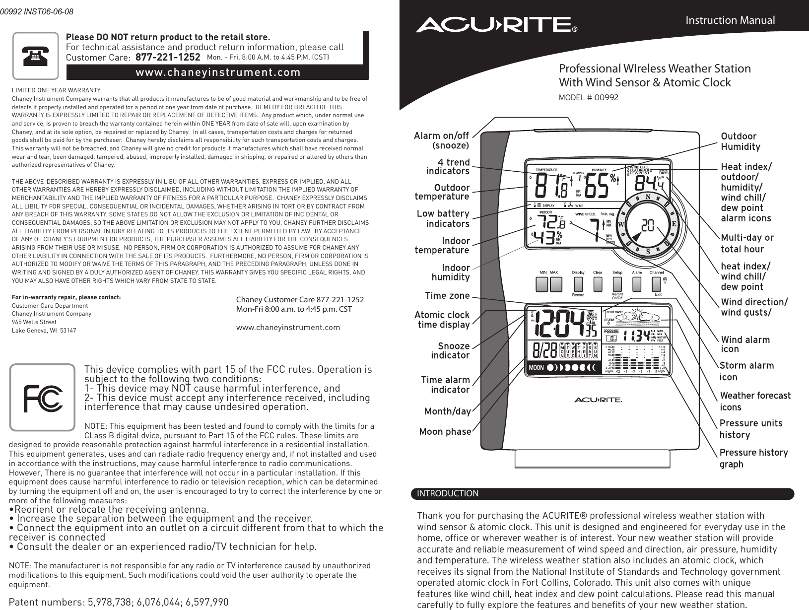 Page 1 of 9 - Chaney-Instrument Chaney-Instrument-Clock-992-Users-Manual- 1  Chaney-instrument-clock-992-users-manual
