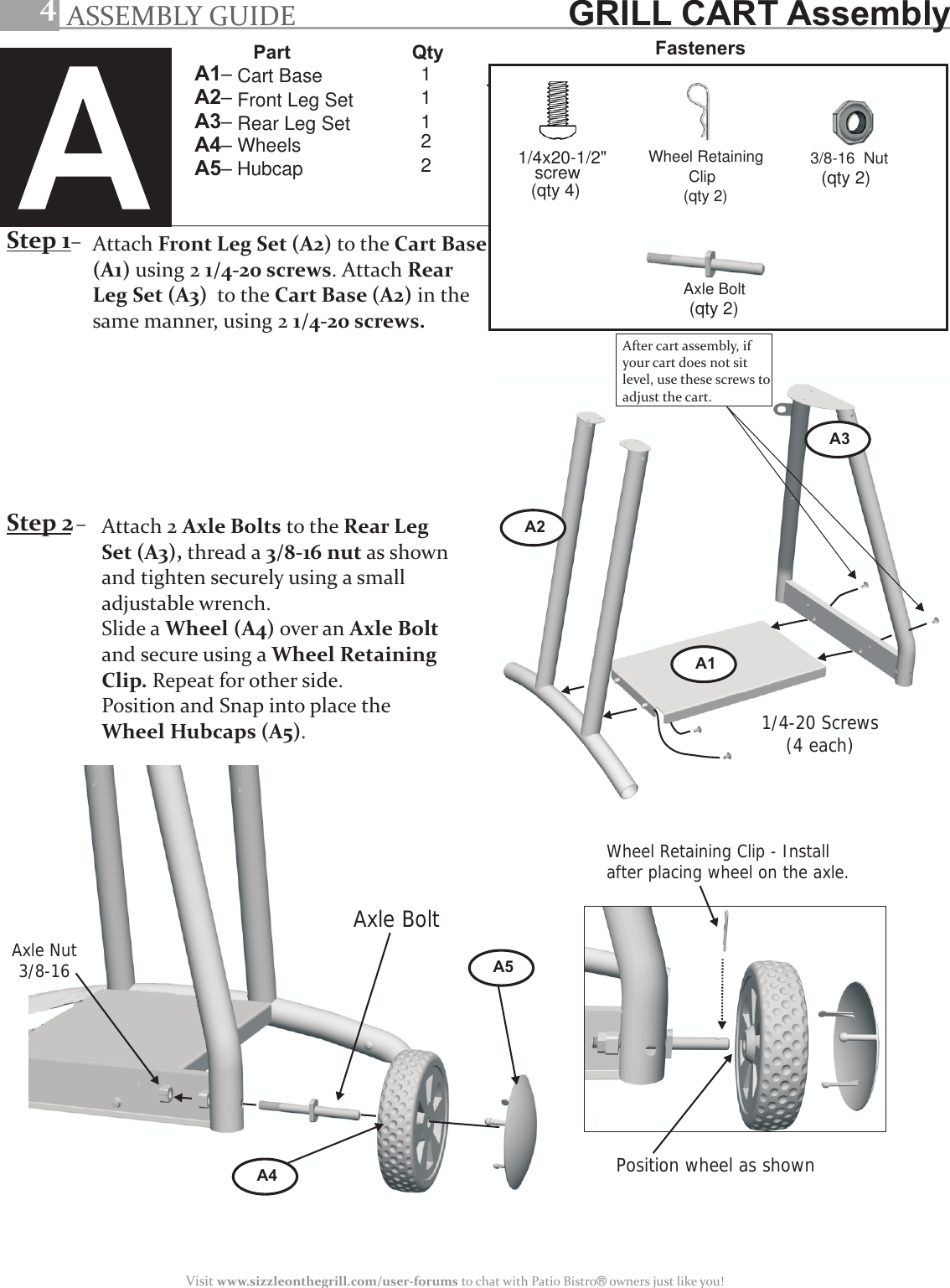 Page 4 of 8 - Char-Broil Char-Broil-Bistro-10601514-Users-Manual- E 42804372_Bistro_Assembly_Guide - English Common  Char-broil-bistro-10601514-users-manual