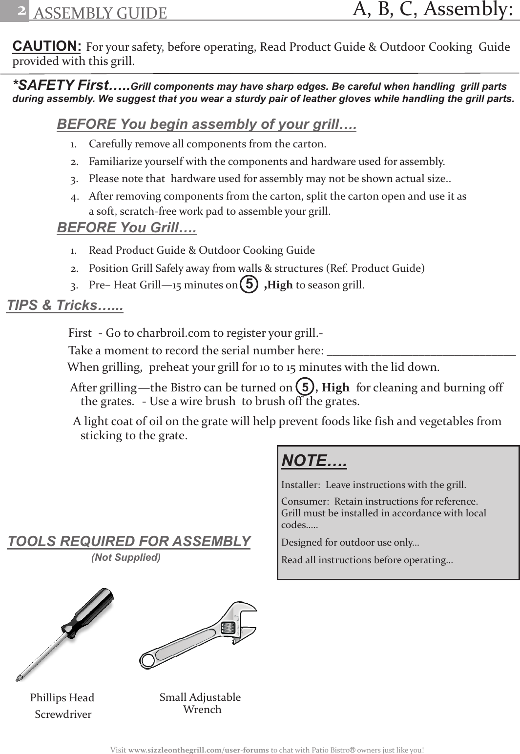 Char Broil Patio Bistro 11601558 Users Manual G