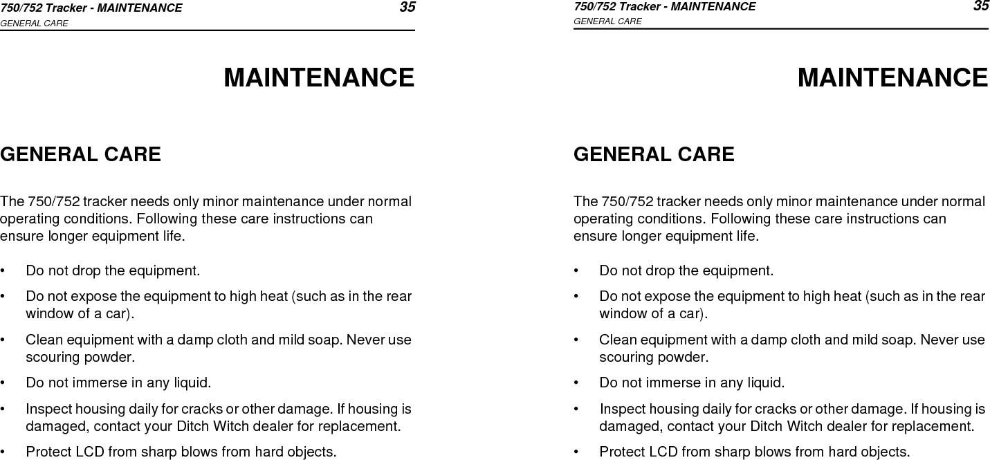 36 750/752 Tracker - MAINTENANCE 36 750/752 Tracker - MAINTENANCE