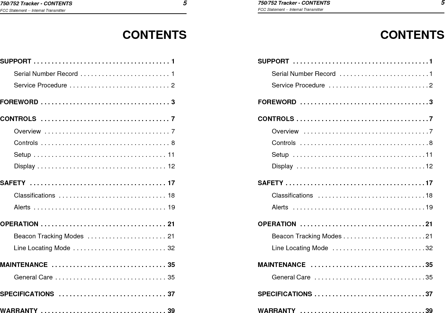 6750/752 Tracker - CONTENTSFCC Statement -- Internal Transmitter 6750/752 Tracker - CONTENTSFCC Statement -- Internal Transmitter