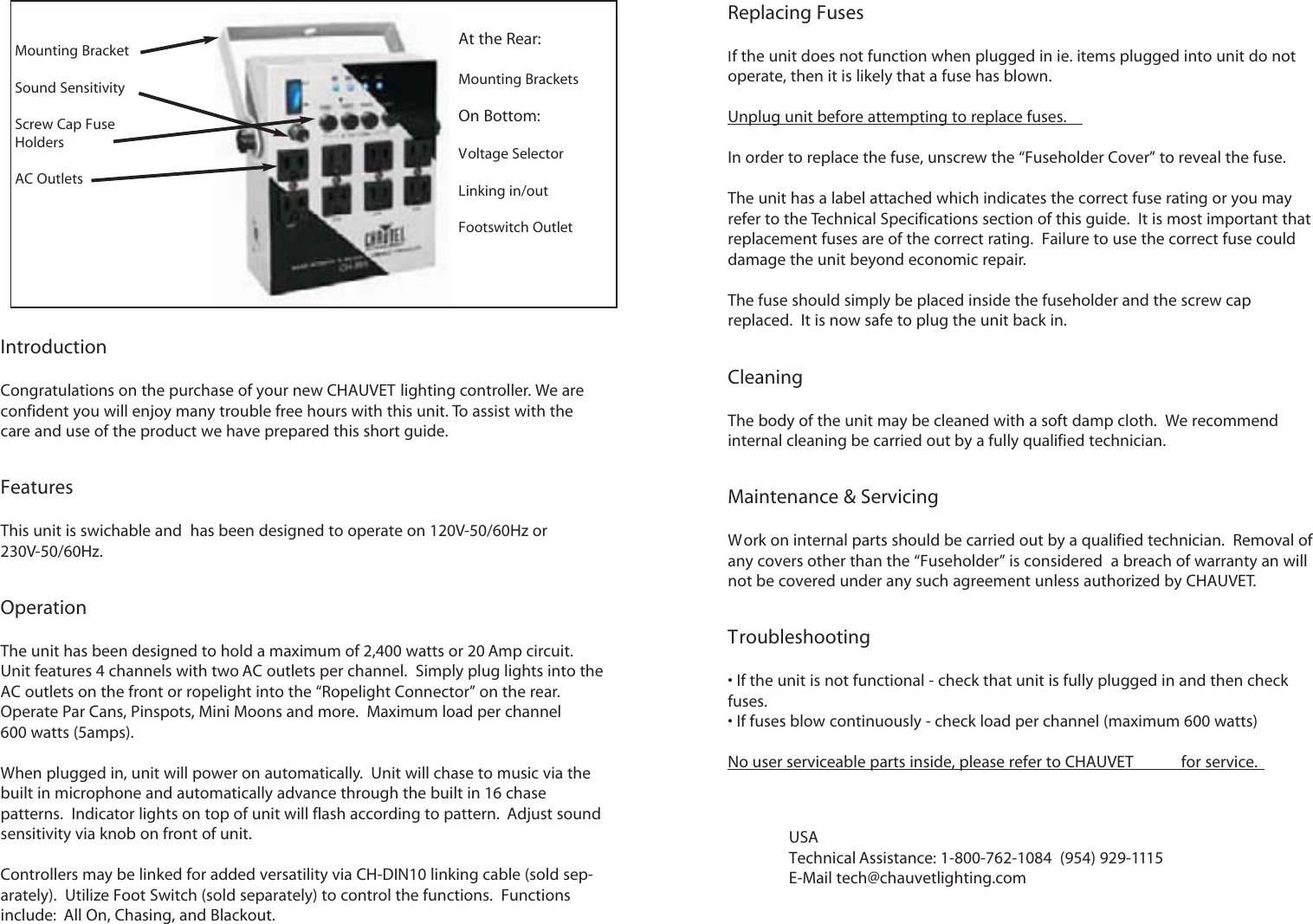 Page 2 of 2 - Chauvet Chauvet-Ch-865-Users-Manual- SF-865 Control UserGuide (Page 2 - 3)  Chauvet-ch-865-users-manual