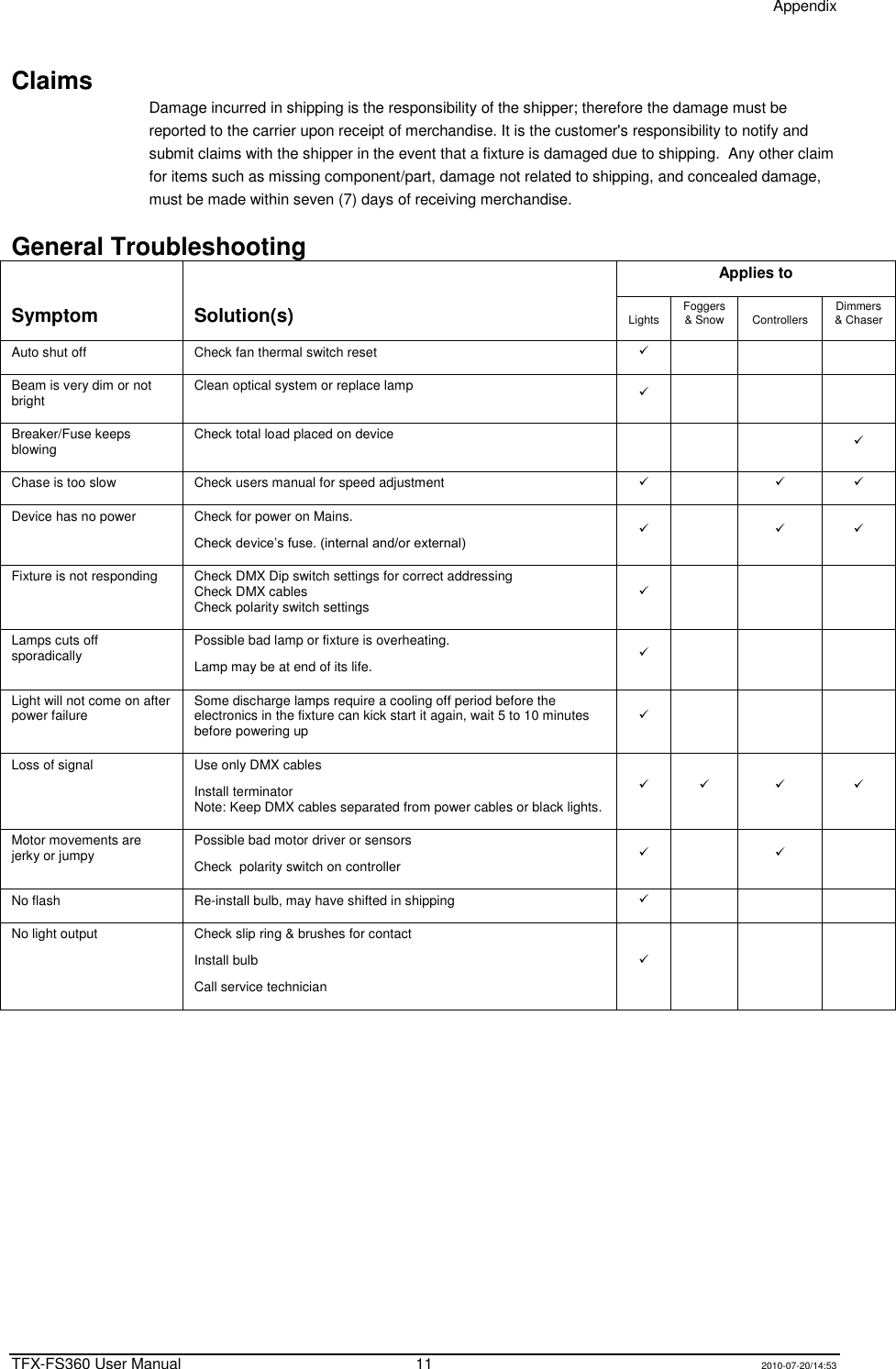 Page 11 of 12 - Chauvet Chauvet-Tfx-Fs360-Users-Manual-  Chauvet-tfx-fs360-users-manual