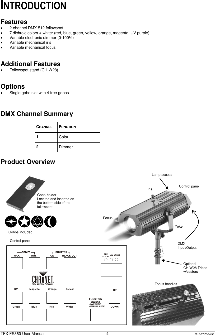 Page 4 of 12 - Chauvet Chauvet-Tfx-Fs360-Users-Manual-  Chauvet-tfx-fs360-users-manual