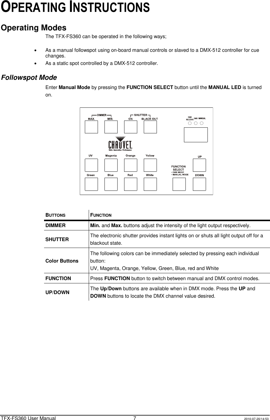 Page 7 of 12 - Chauvet Chauvet-Tfx-Fs360-Users-Manual-  Chauvet-tfx-fs360-users-manual