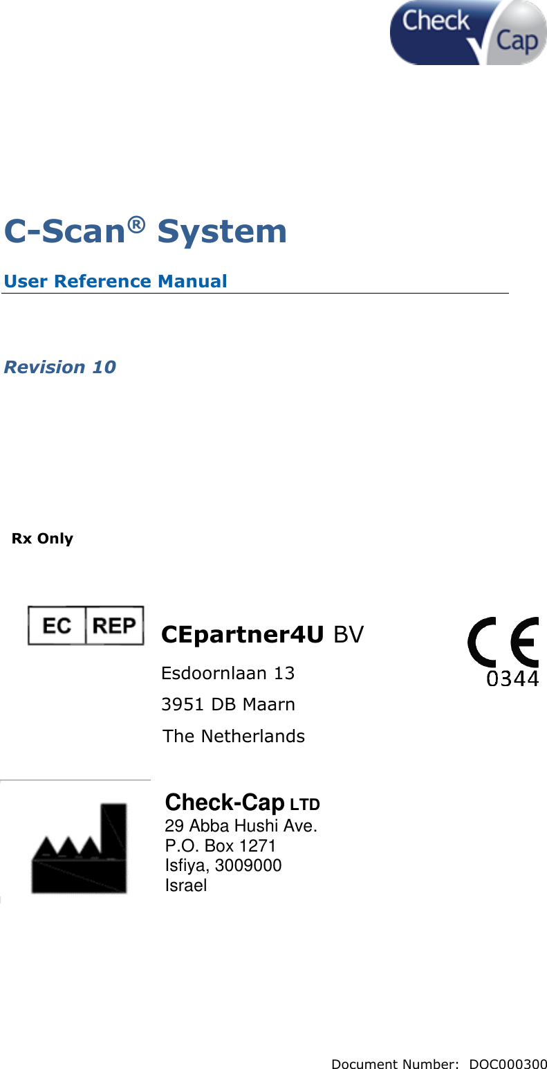 Page 1 of Check Cap CAP10007506 C-Scan Cap transceiver User Manual Title