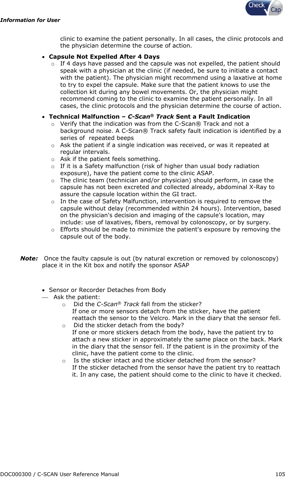 Page 105 of Check Cap CAP10007506 C-Scan Cap transceiver User Manual Title