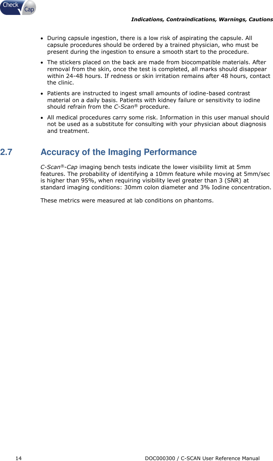 Page 14 of Check Cap CAP10007506 C-Scan Cap transceiver User Manual Title