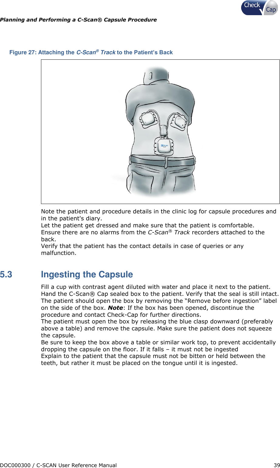 Page 39 of Check Cap CAP10007506 C-Scan Cap transceiver User Manual Title