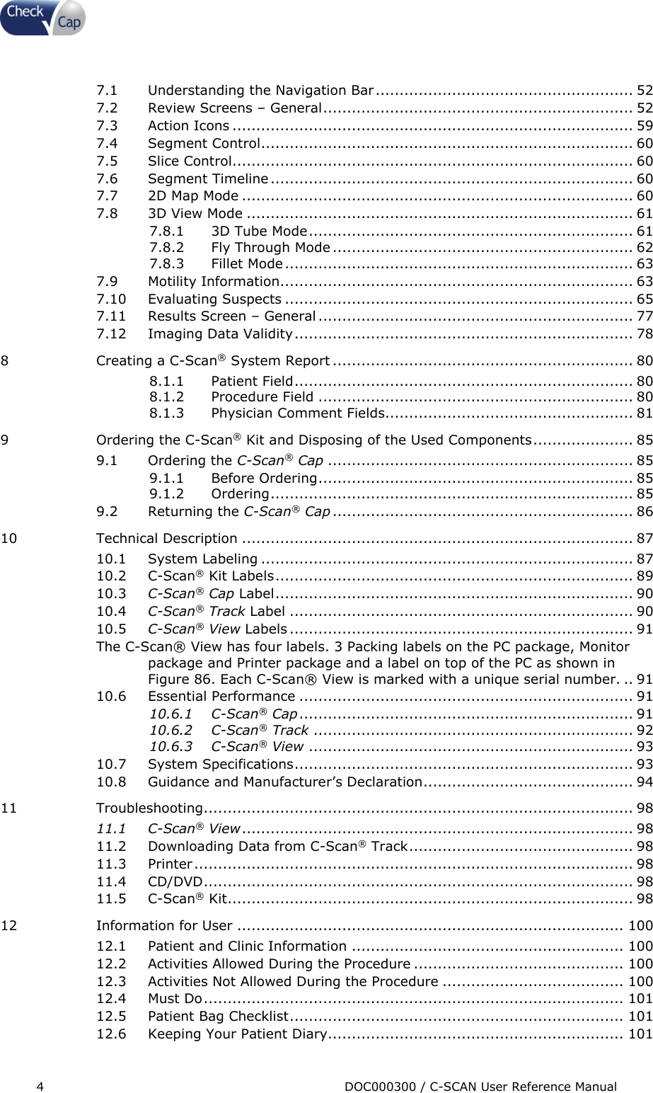 Page 4 of Check Cap CAP10007506 C-Scan Cap transceiver User Manual Title