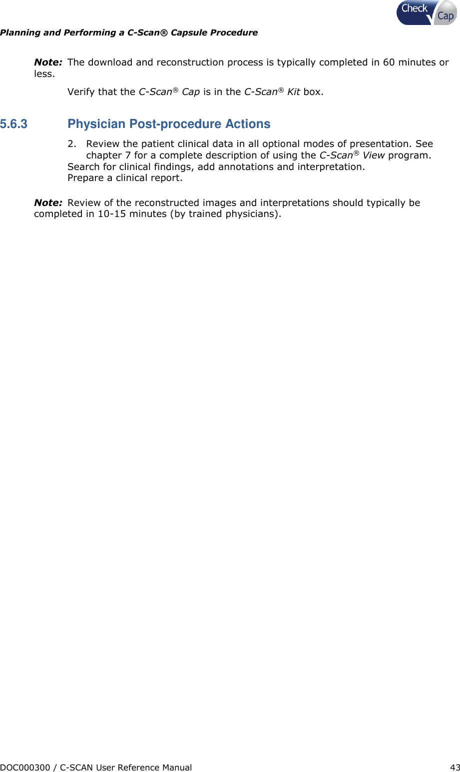 Page 43 of Check Cap CAP10007506 C-Scan Cap transceiver User Manual Title