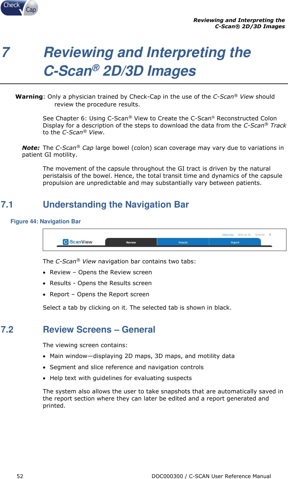 Page 52 of Check Cap CAP10007506 C-Scan Cap transceiver User Manual Title