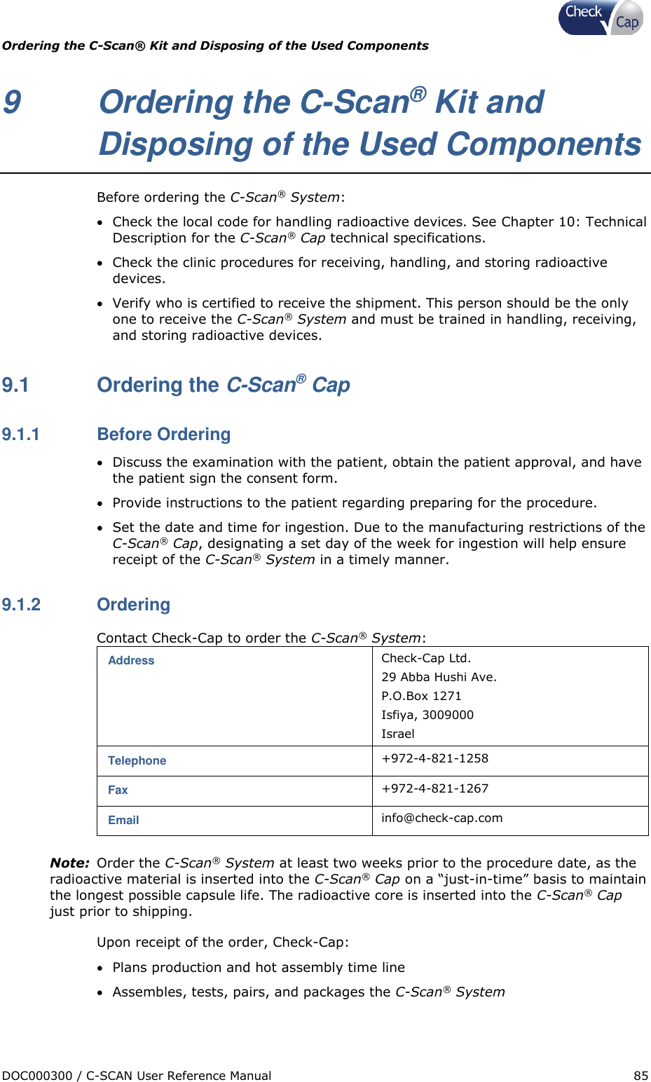 Page 85 of Check Cap CAP10007506 C-Scan Cap transceiver User Manual Title