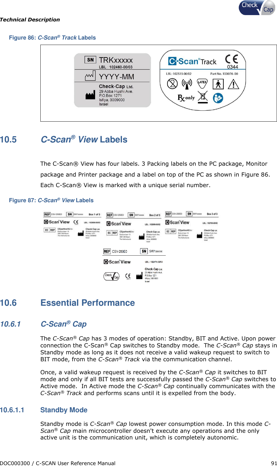 Page 91 of Check Cap CAP10007506 C-Scan Cap transceiver User Manual Title