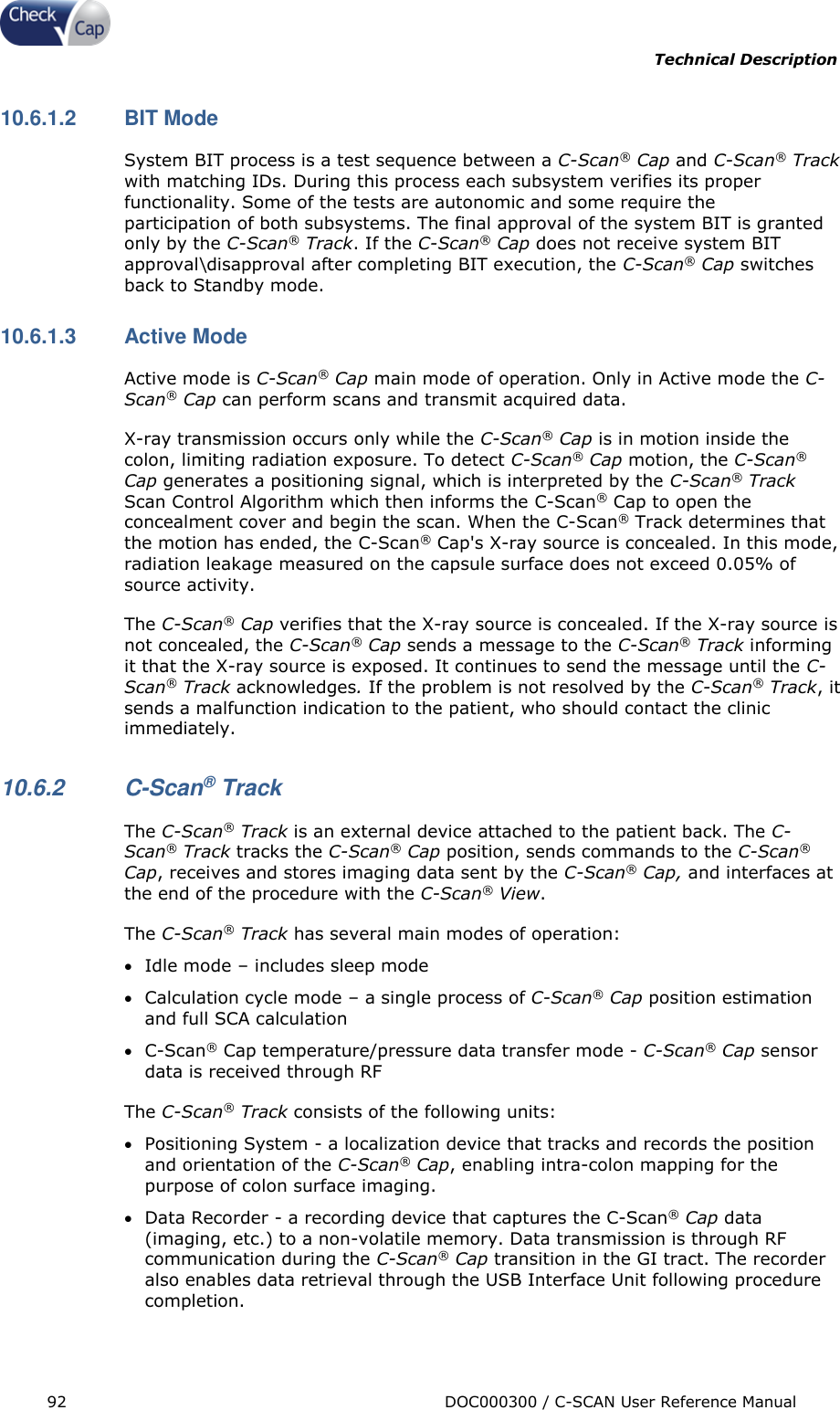 Page 92 of Check Cap CAP10007506 C-Scan Cap transceiver User Manual Title