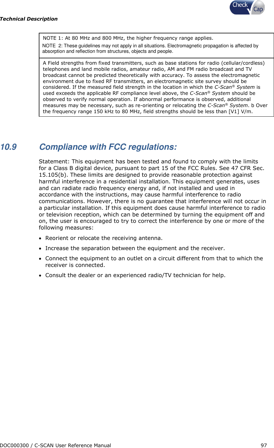 Page 97 of Check Cap CAP10007506 C-Scan Cap transceiver User Manual Title