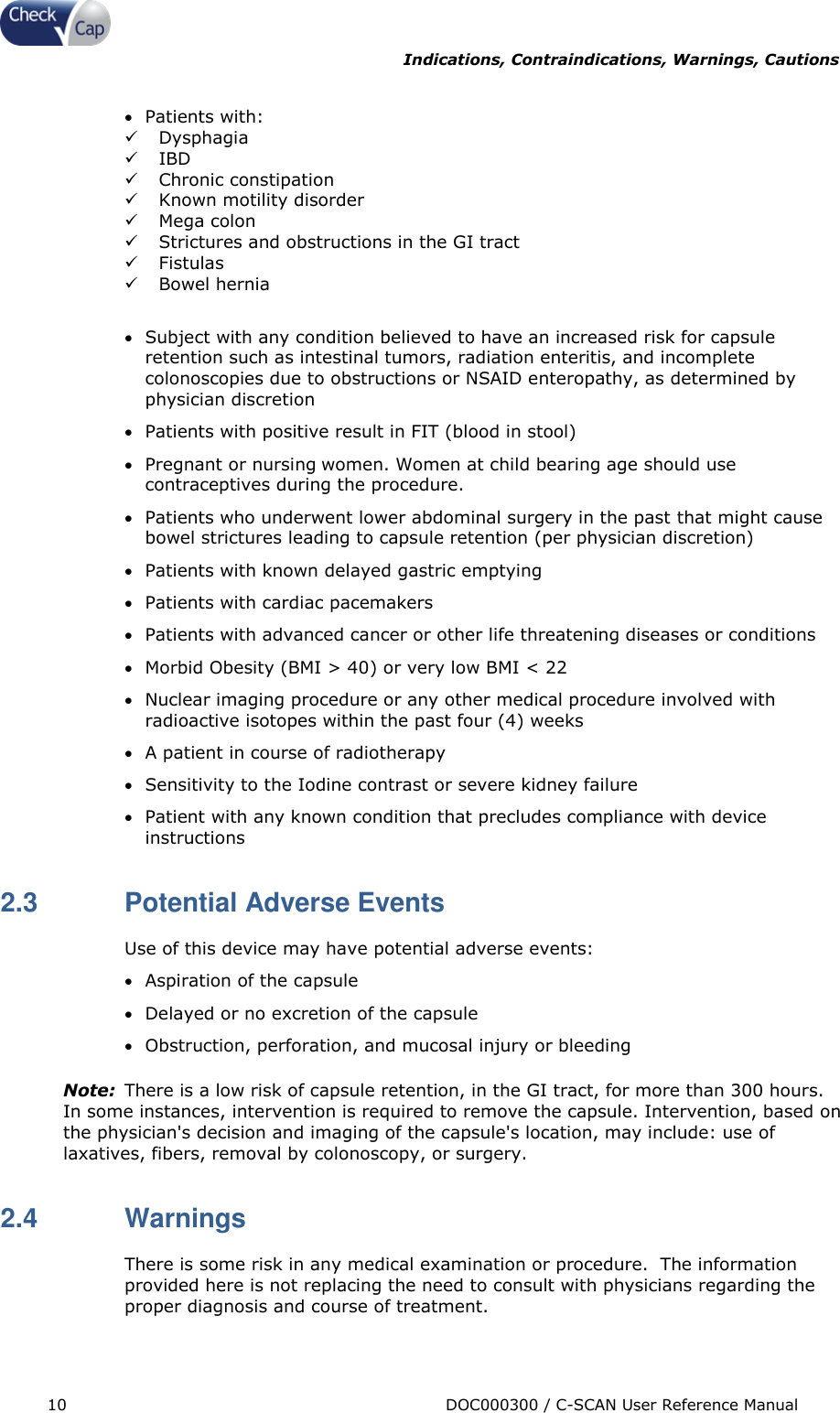 Page 10 of Check Cap TRACK10007605 C-Scan track transceiver User Manual Title