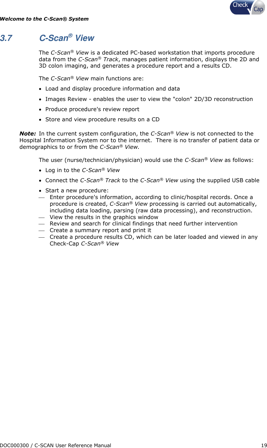 Page 19 of Check Cap TRACK10007605 C-Scan track transceiver User Manual Title