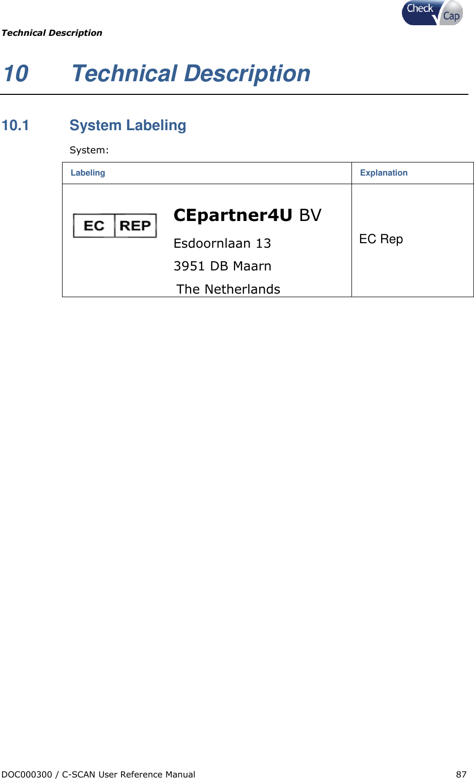 Page 87 of Check Cap TRACK10007605 C-Scan track transceiver User Manual Title