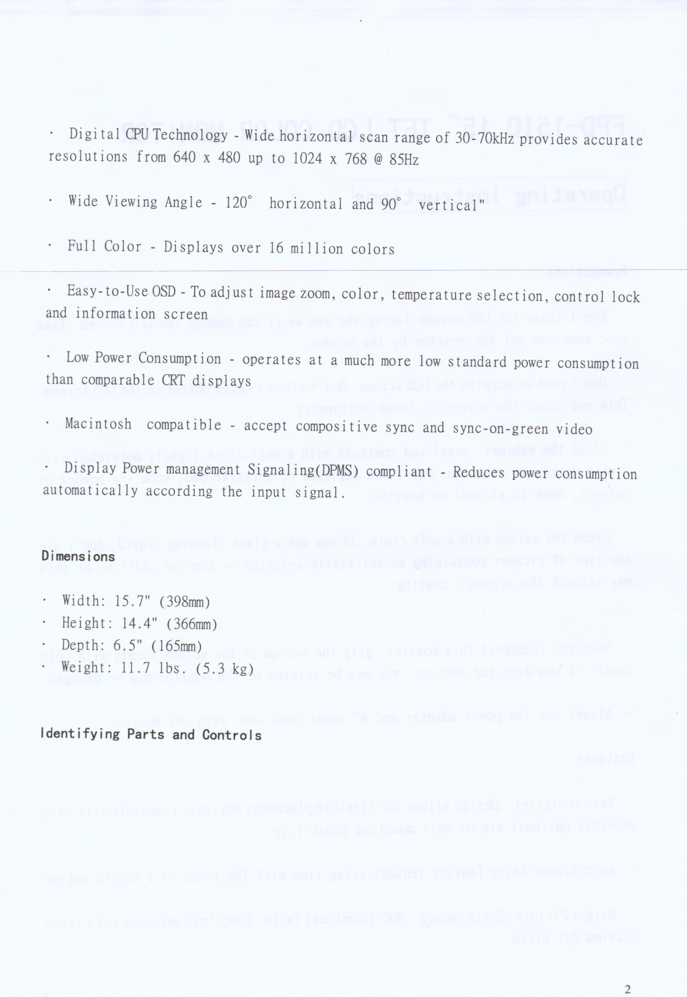 15'' LCD MONITOR User Manual