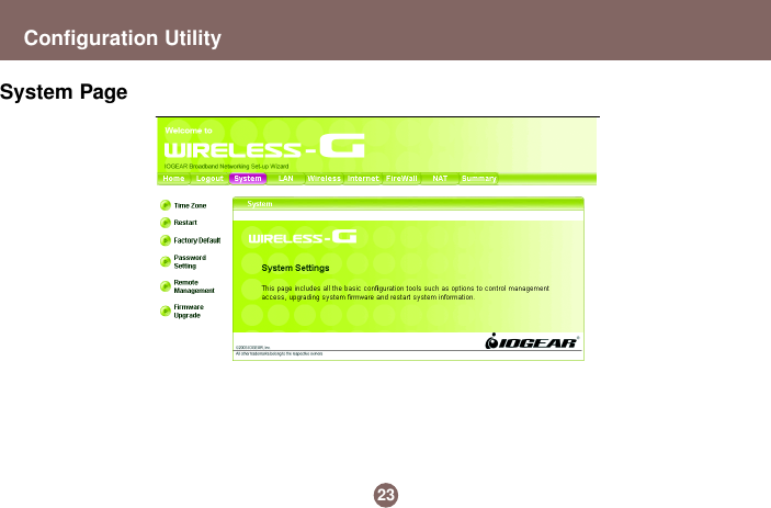 System Page23Configuration Utility
