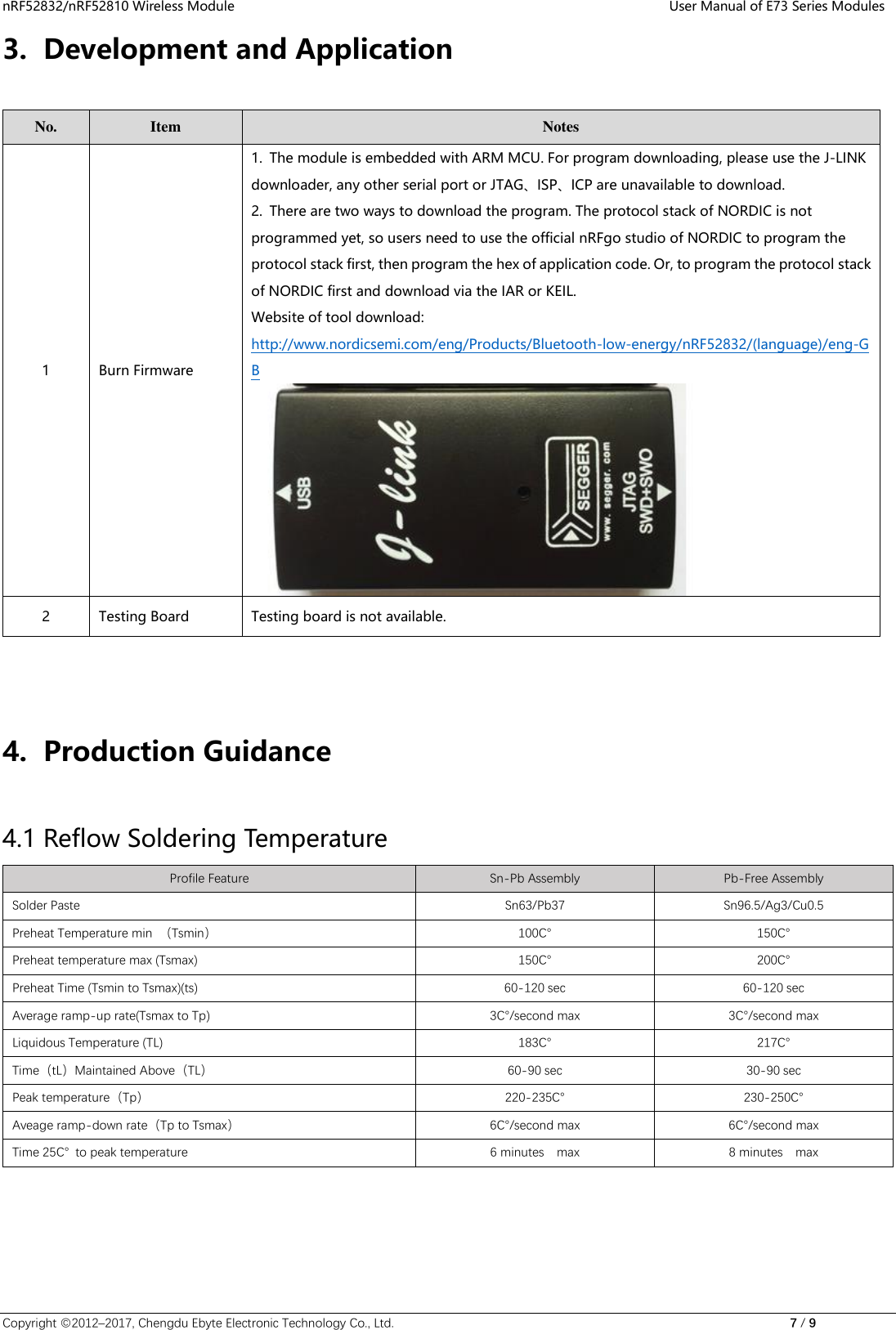 Page 7 of Chengdu Ebyte Electronic Technology E73 Bluetooth User Manual 